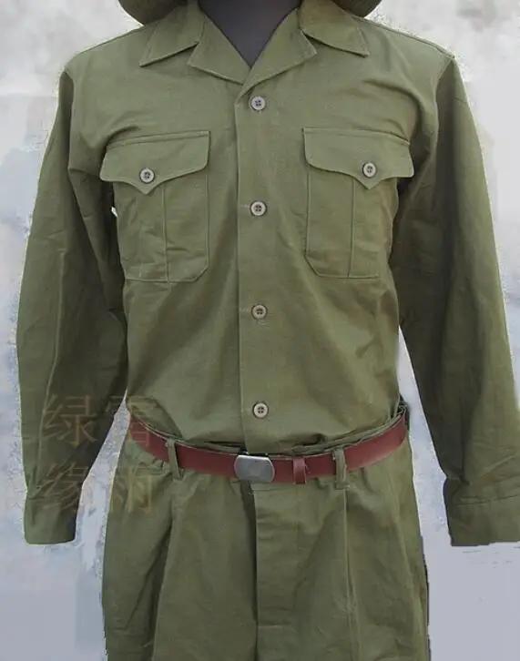 Uniforme vietnamien vert trempé pour hommes, veste vintage de printemps, pantalon inclus