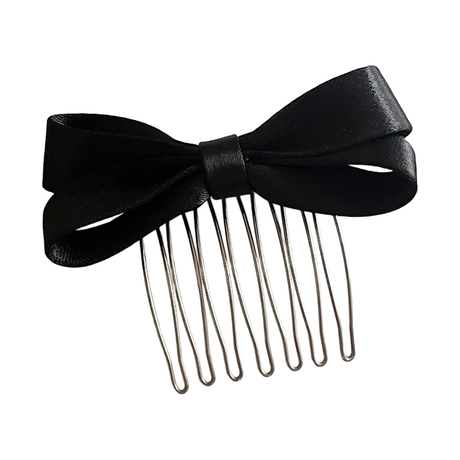 Pince à cheveux élégante avec nœud et peigne inversé pour coiffures latérales, pince en métal légère