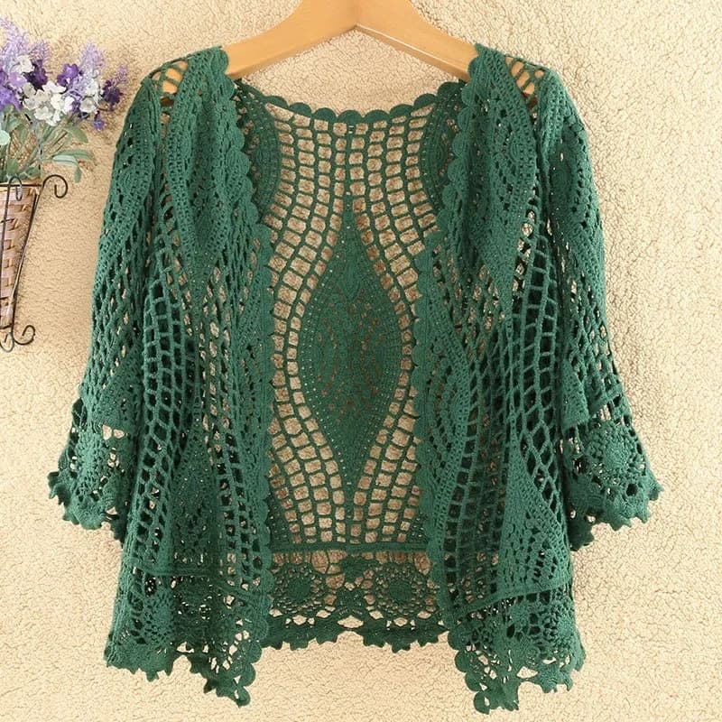 Cardigan tricoté veste femmes printemps été nouveau 2025 châle creux court résistant au soleil hauts