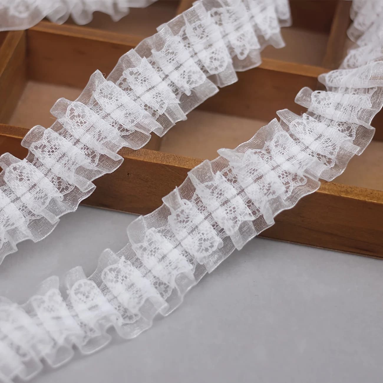 Tissu double couche en dentelle de 4cm de large, 1 yard, matériel en tissu pour jupe et vêtement en 