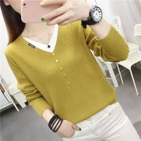 Pull en tricot à col en V pour femmes, esthétique Y2k, haut Vintage, mode coréenne, vêtements pour t
