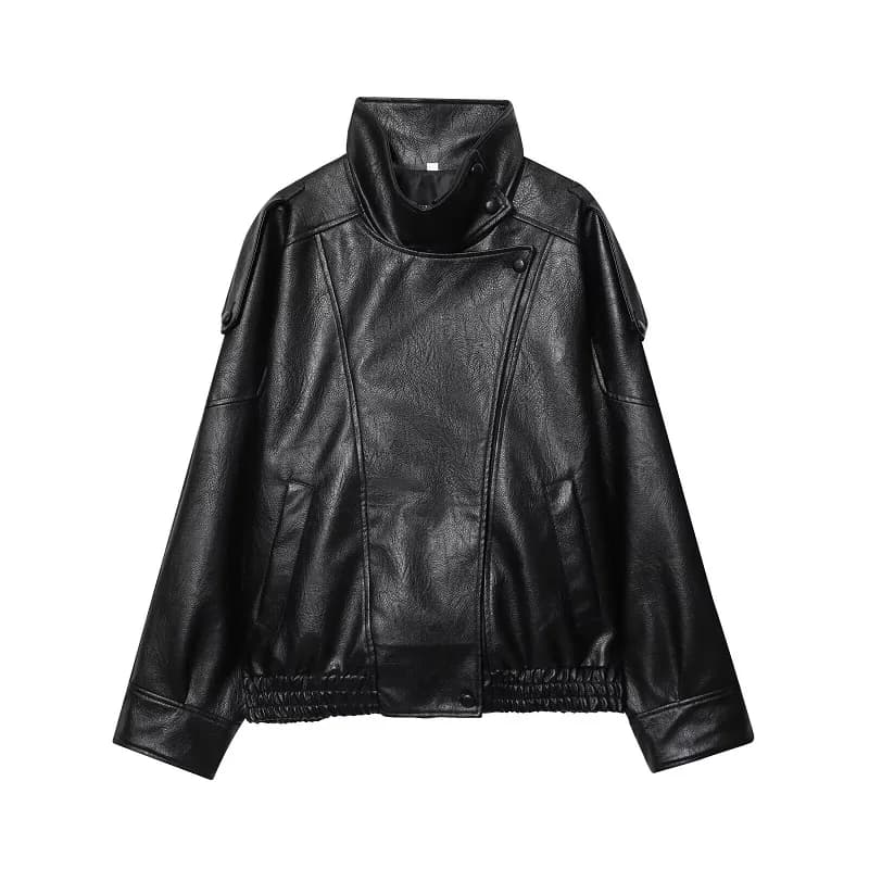 MUJER Faux cuir femme veste noir surdimensionné Bomber vestes pour femmes vêtements d'extérieur hive
