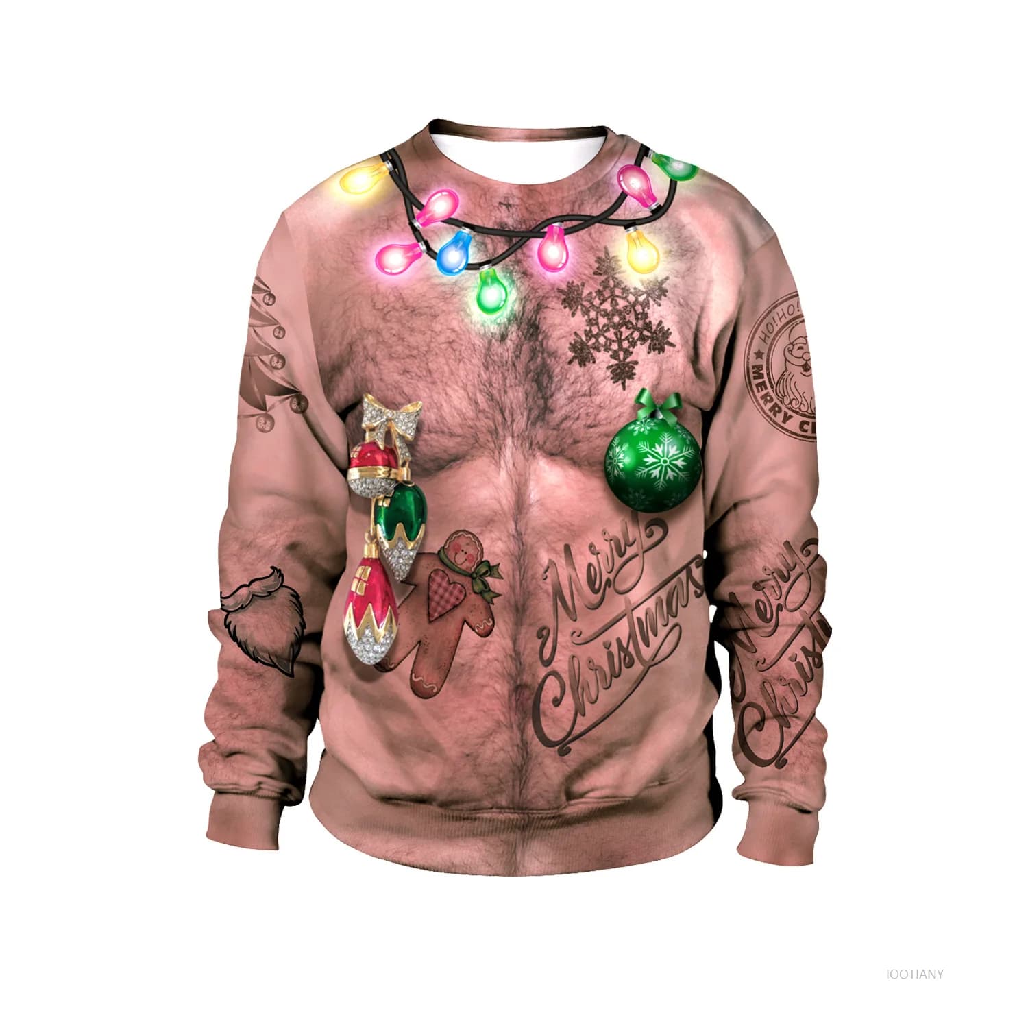 Pull de fête de noël pour hommes, sweat-shirt à col ras du cou imprimé musculaire, vêtements cadeaux
