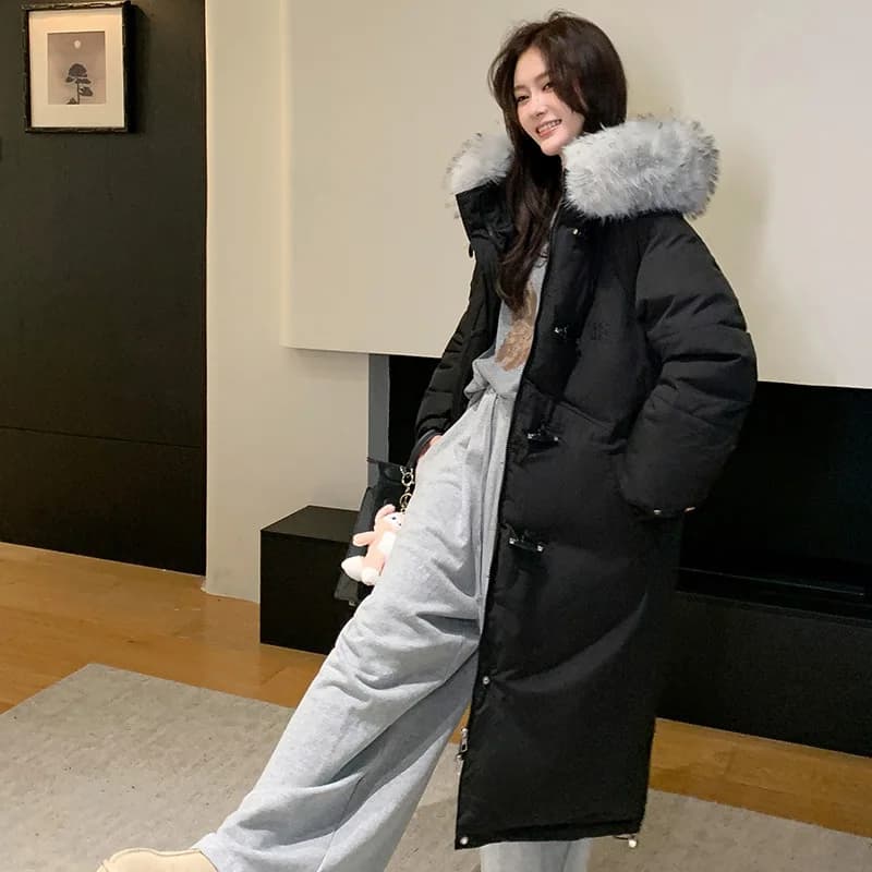 Veste rembourrée en coton pour femme, col en fourrure amovible, à capuche, nouvelle collection hiver