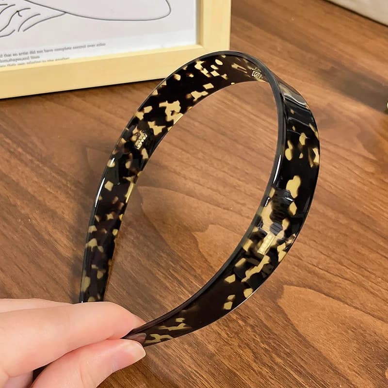 Bandeau en écaille de tortue pour femmes, bandeau en acétate imprimé léopard, cerceau antidérapant, 