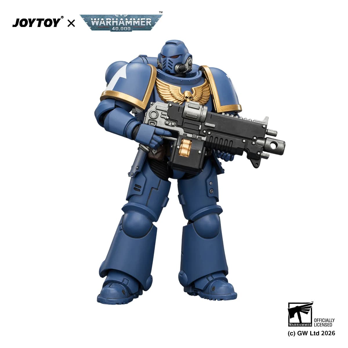 Figurines d'action JOYTOY Warhammer 40,000 1/18 Ultramarines Intercessor avec fusil à balles, pistol