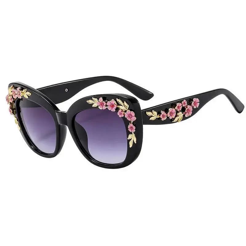 Lunettes de soleil oversize œil de chat Rose Fleur 2026 pour femmes, style vintage, design de marque