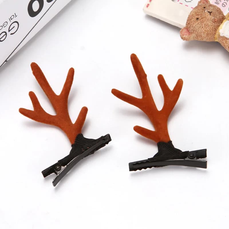 Pinces à cheveux en bois de renne de noël, 2 pièces, bandeaux en bois de cerf mignons, oreilles de c