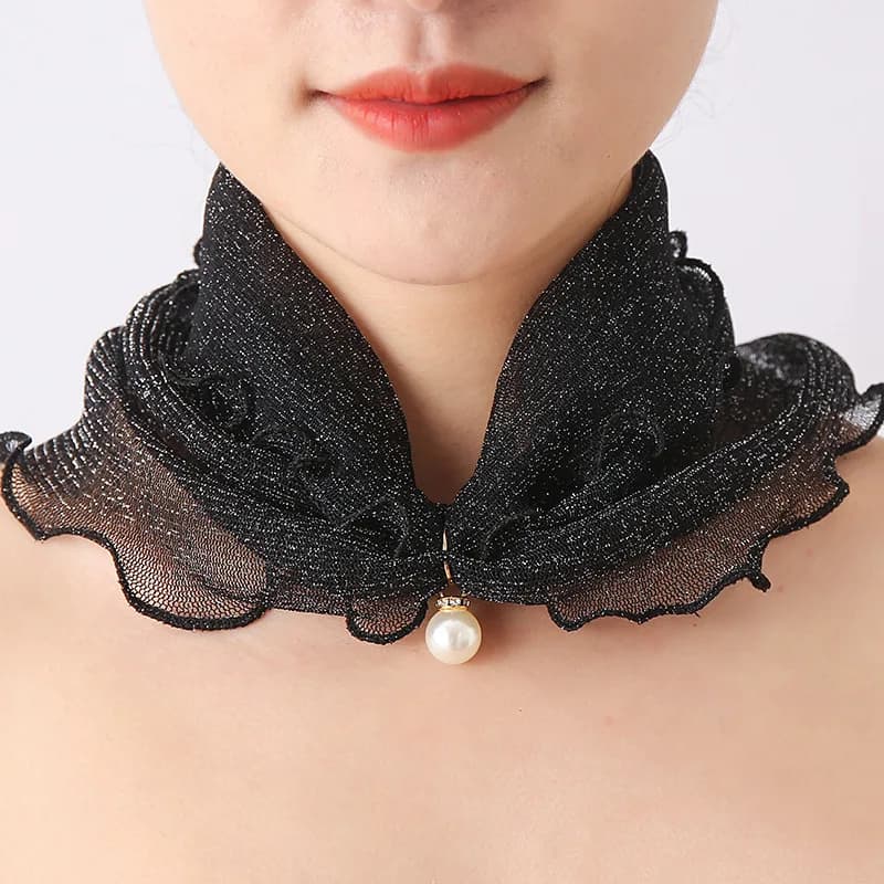 Petite écharpe à capuche en maille de perles pour femmes, écharpe de Protection du cou, écharpe déco