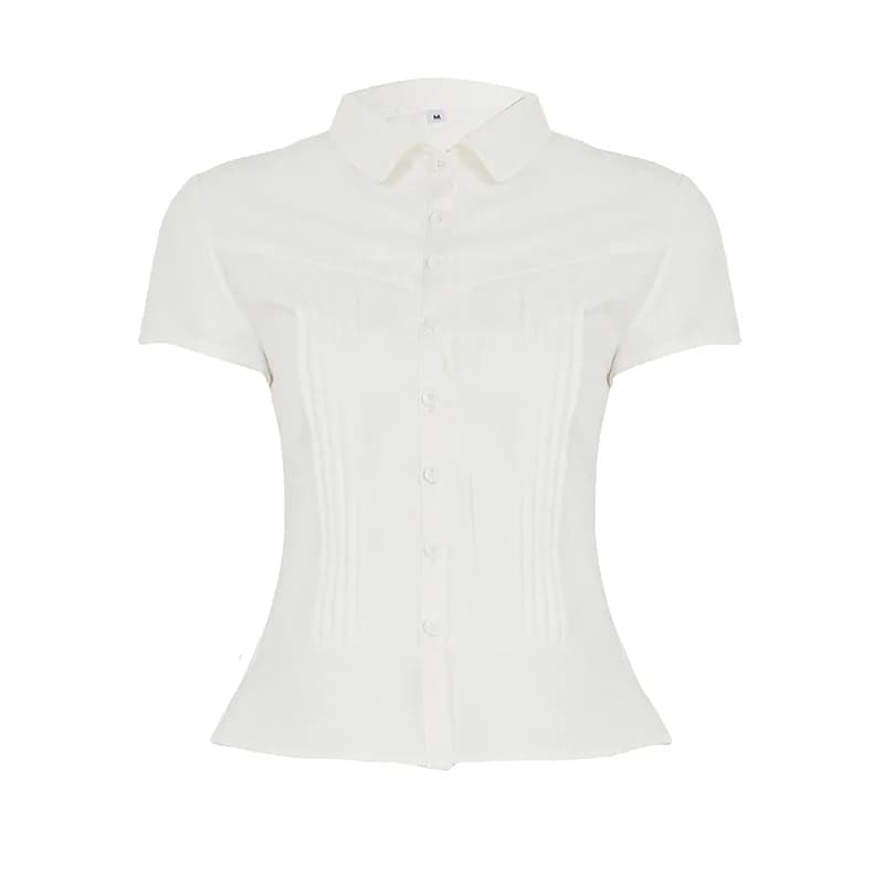 Chemise à col Peter Pan pour femme, nouvelle collection été 2026, design original, coupe ajustée et 