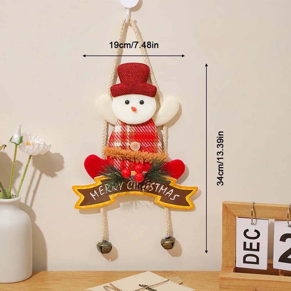 Bonhomme de neige de noël, élan, vieil homme, ornement suspendu pour porte, fenêtre, intérieur, pend