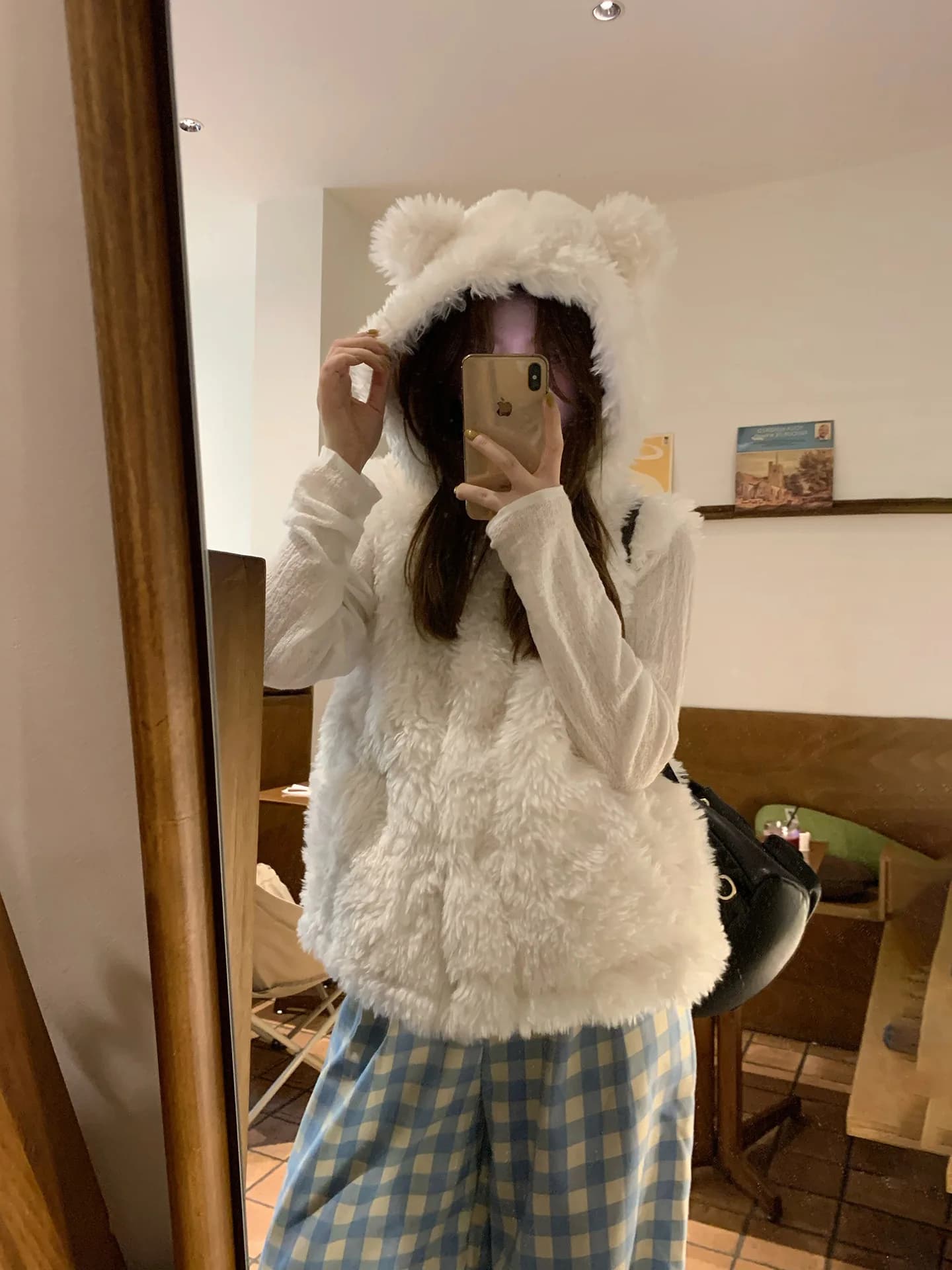 Veste à capuche en fourrure avec oreilles d'ours pour femme, nouvelle collection automne et hiver 20