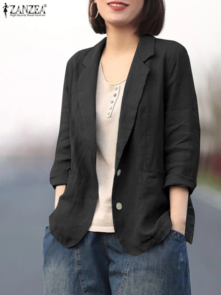 ZANZEA-Blazer de Travail Élégant pour Femme, Vêtements d'Extérieur à Manches sulf, Col à Revers, Che