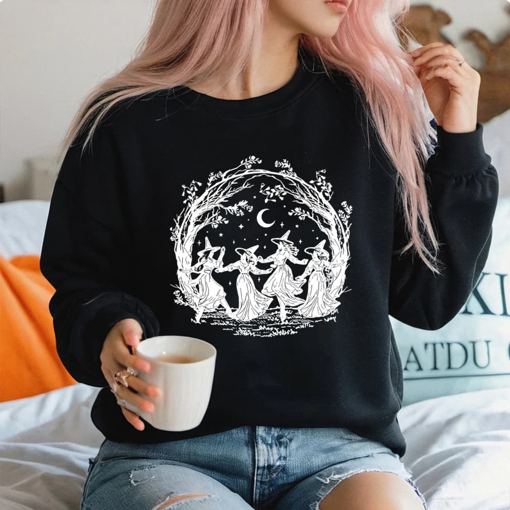Girly Halloween Sweatshirt Rétro Sorcière À Capuche Halloween Filles Pull Sorcière Vibes Pull Filles