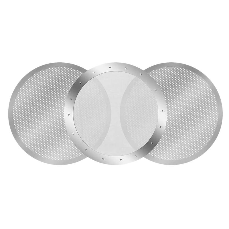 Maille de filtre à café réutilisable en métal argenté, cafetière, machine à expresso, paquet de 3