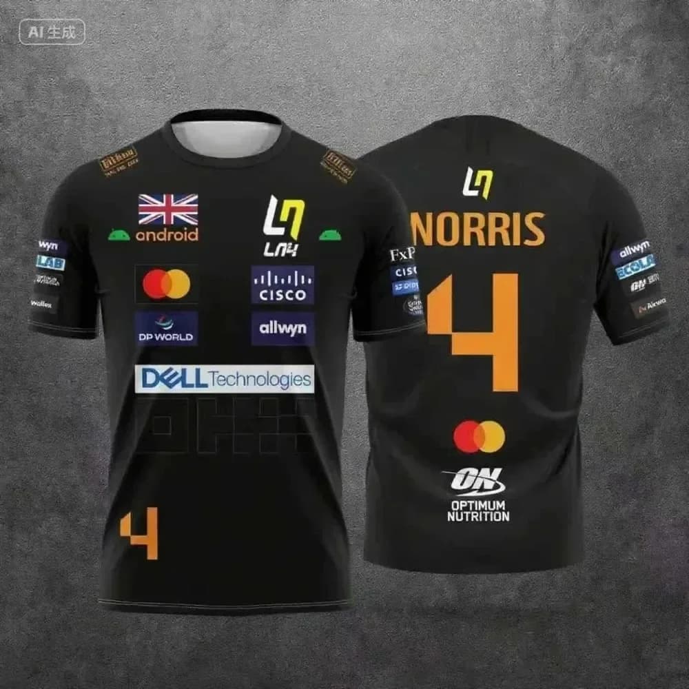 T-shirts de sport à séchage rapide McLaren Team Lando Norris n°4 et n°81, modèle 2026, spécialement 