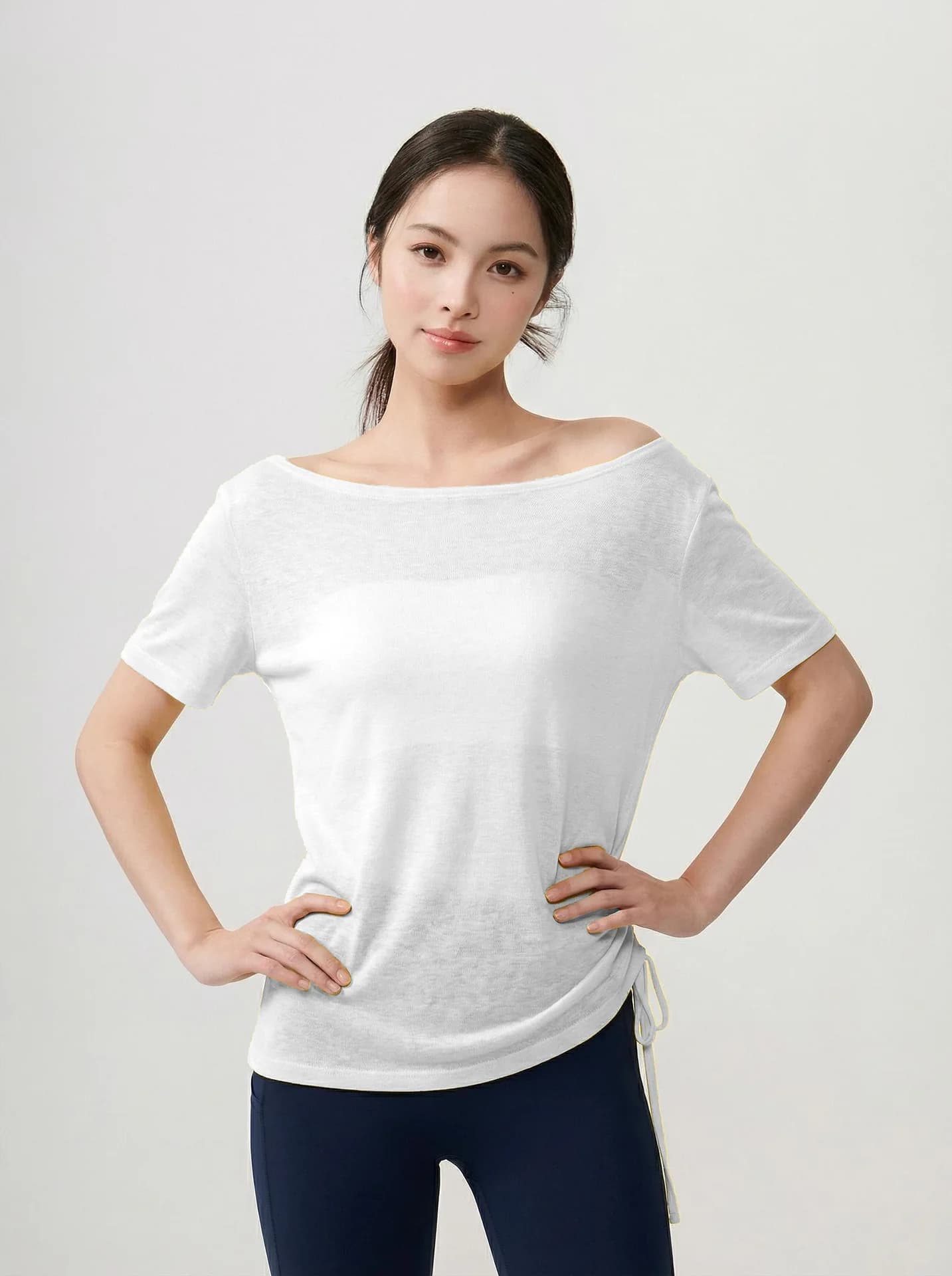 T-shirts pour femmes, col bateau, épaules dénudées, coupe ample, couleur unie, style décontracté, po