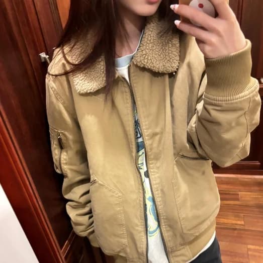 Manteau en laine d'agneau pour femme, ample, rétro, Simple, en coton épais, nouvelle collection 2025