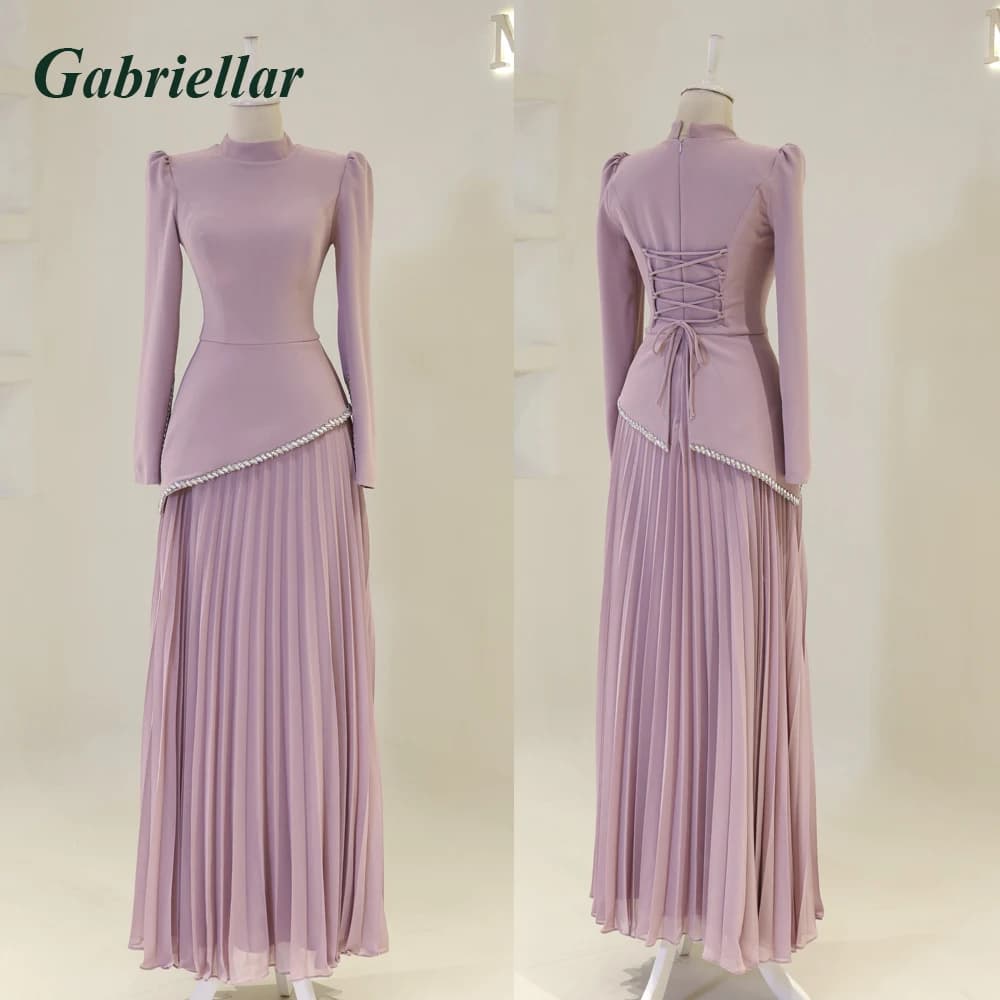 Gabriellar robe de célébrité élégante koweït en mousseline de soie une ligne cristal fermeture éclai