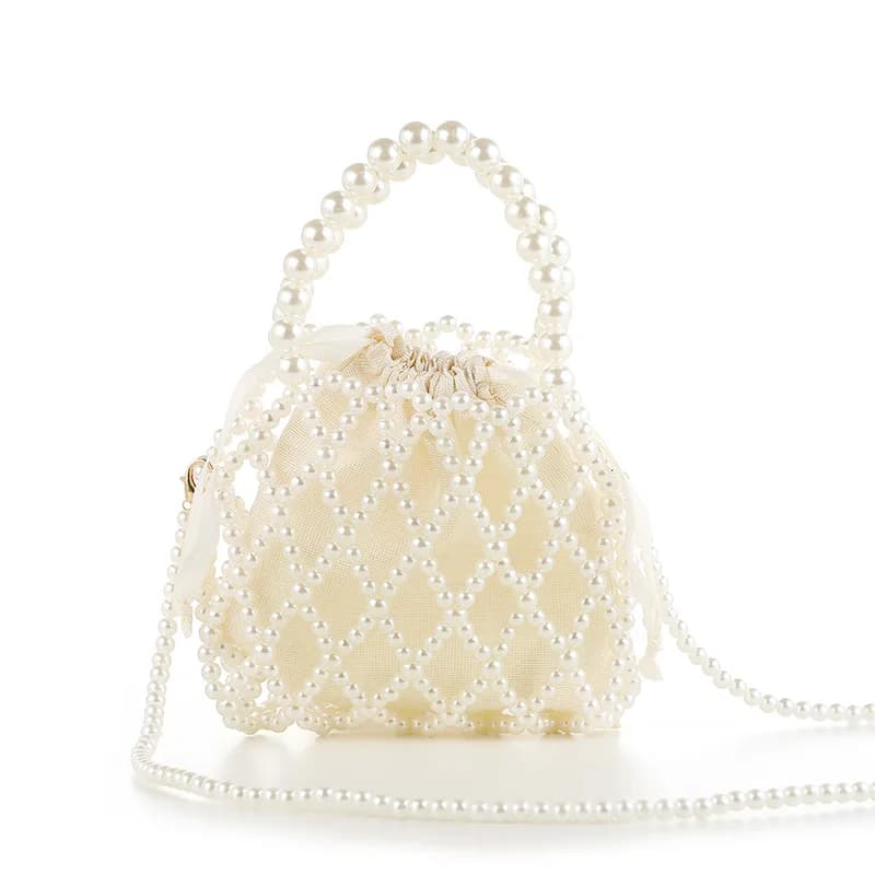 Sac de soirée élégant pour femme avec chaîne en maille de perles, pochette de luxe pour fête, bal, m