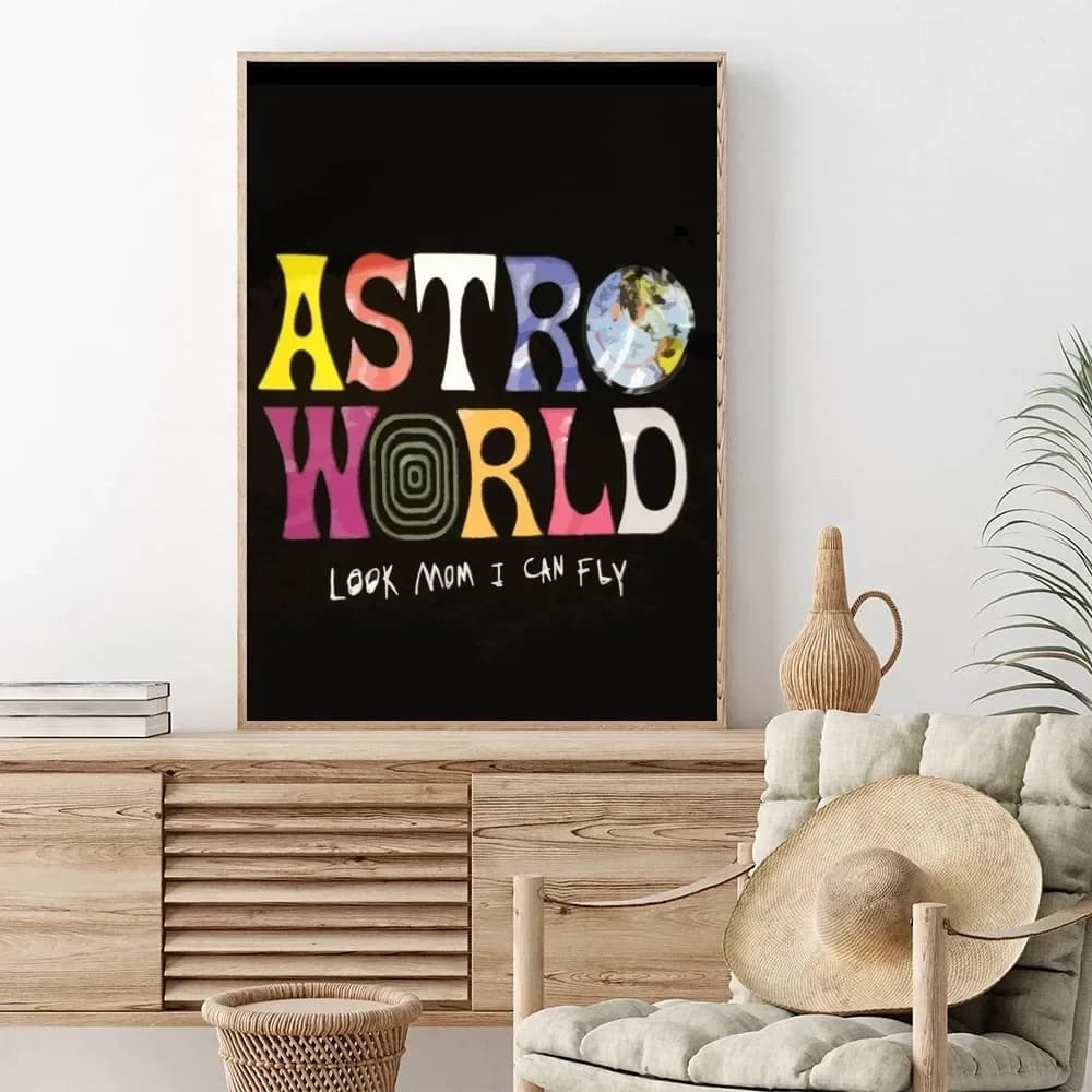 Travis Scott-Art mural vintage STRAworld, affiche imprimée sur toile HD, peinture décorative pour la