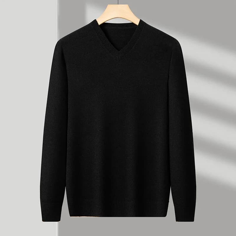 Nouveaux pulls hommes col en V basique couleur unie chandails col rond élastique pulls chaud automne