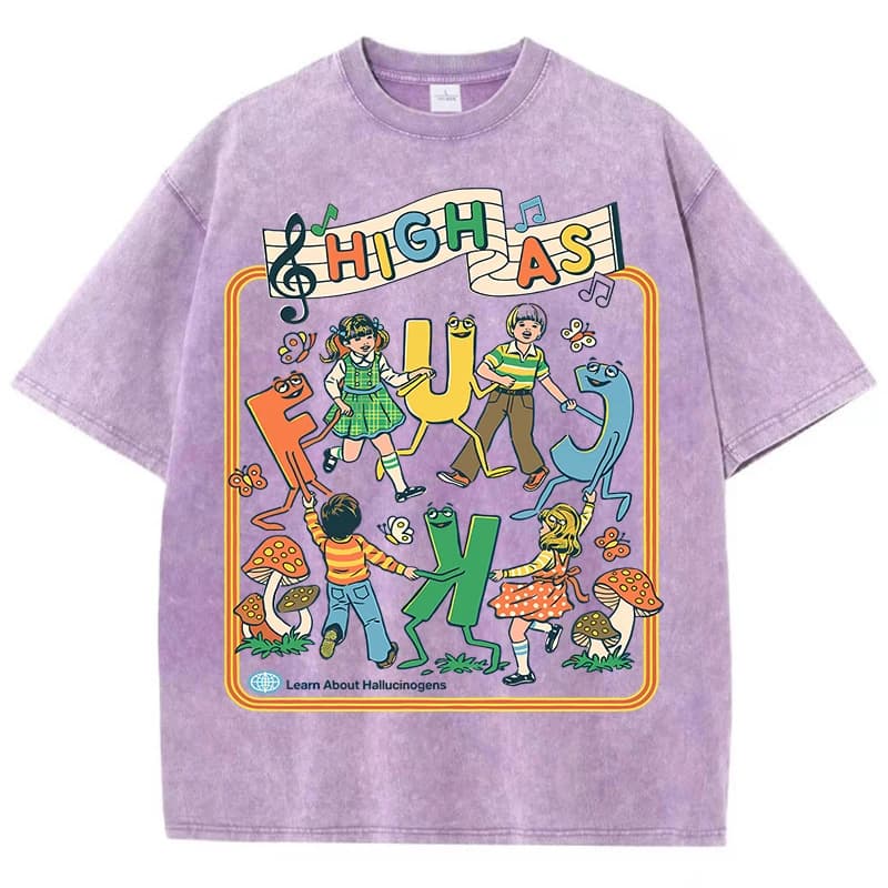 T-Shirt rétro à motif Happy Playing pour enfants, vêtements doux d'été pour hommes, hauts délavés à 