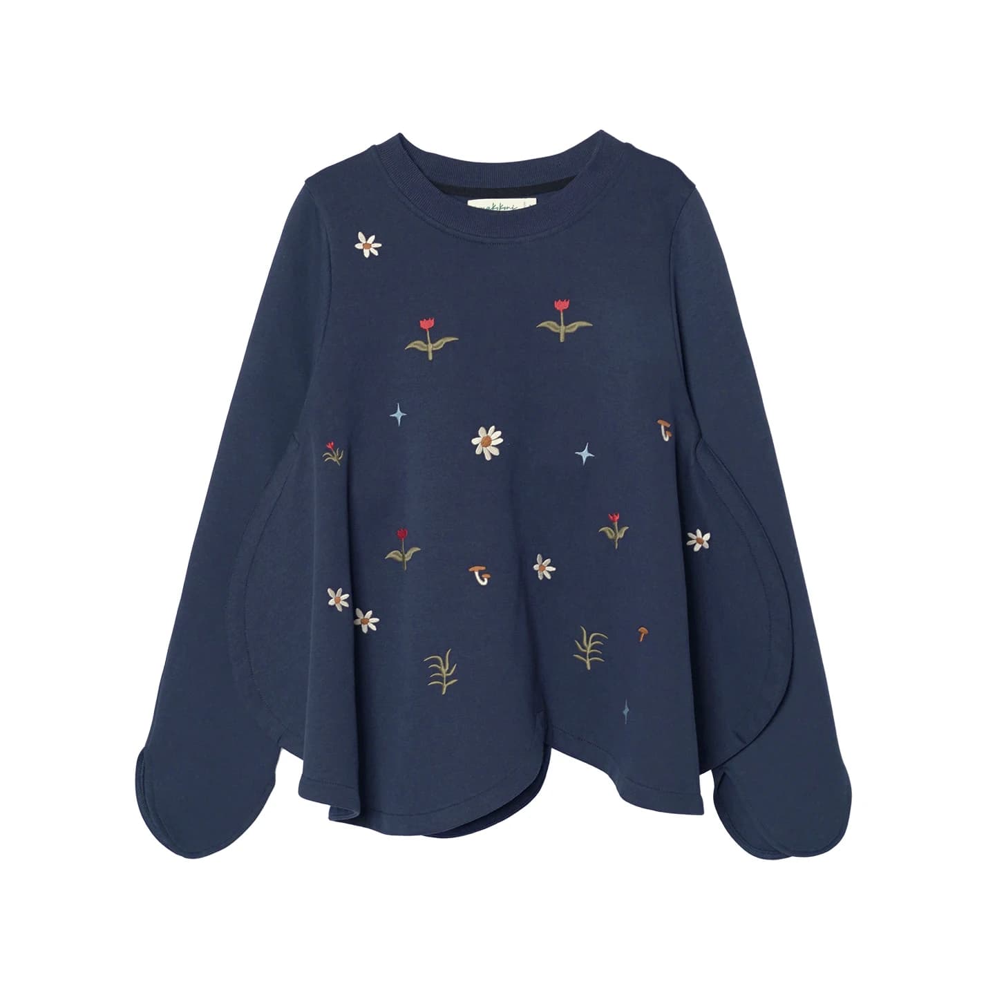 Sweat-shirt bleu marine brodé à fleurs – Style décontracté quotidien et doux, Unique et charmant 255