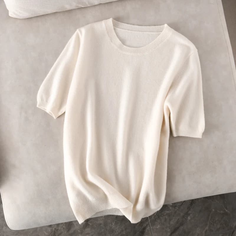 Pull femme 100% laine mérinos pull pour femme pull à manches courtes hauts printemps été col rond do