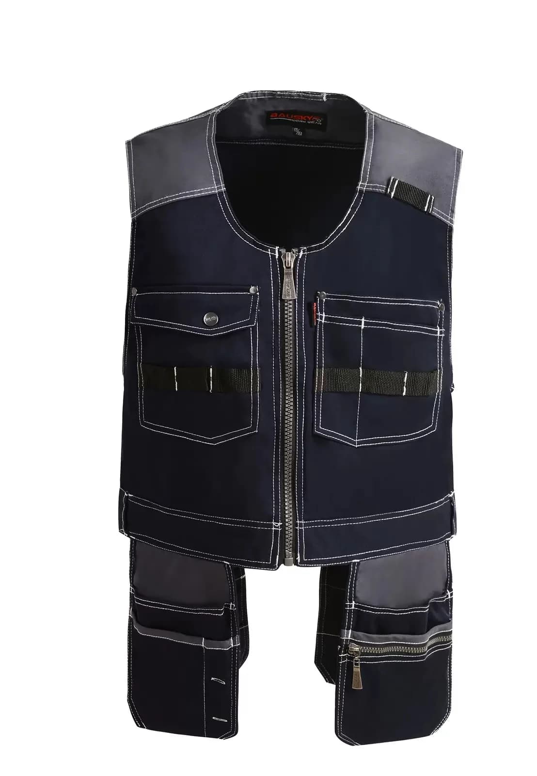 Gilet de travail multi-poches avec fermeture éclair pour homme, vêtements de travail, vêtements d'ou