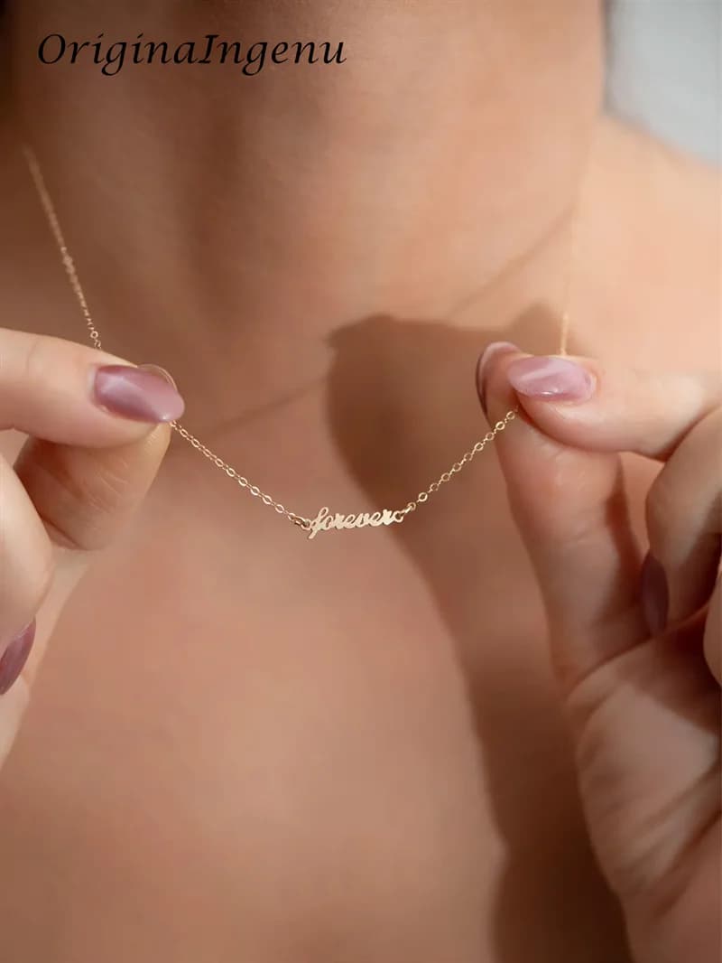 Collier à breloques en or 14 carats, délicat, amour éternel, pendentif romantique significatif, hypo