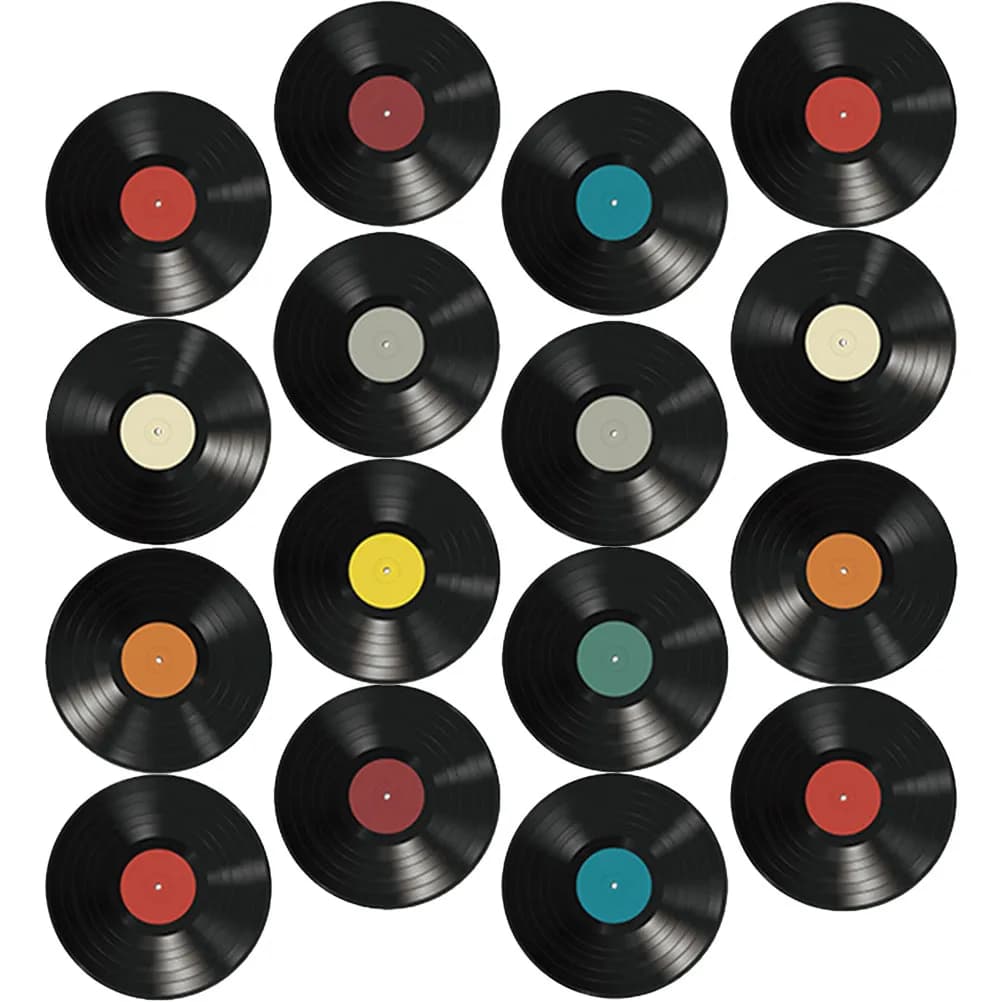 16 disques vinyles vintage en PVC, décoration rétro pour fête disco, ornement esthétique pour la mai