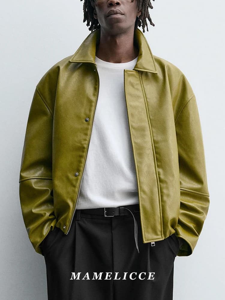 MAMELICCE – Veste en similicuir à col montant, design original, style décontracté, manteau en cuir P