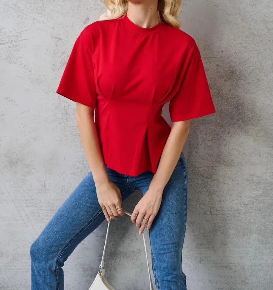 T-shirt pour femmes, col rond confortable, couleur unie, design tendance transfrontalier européen et