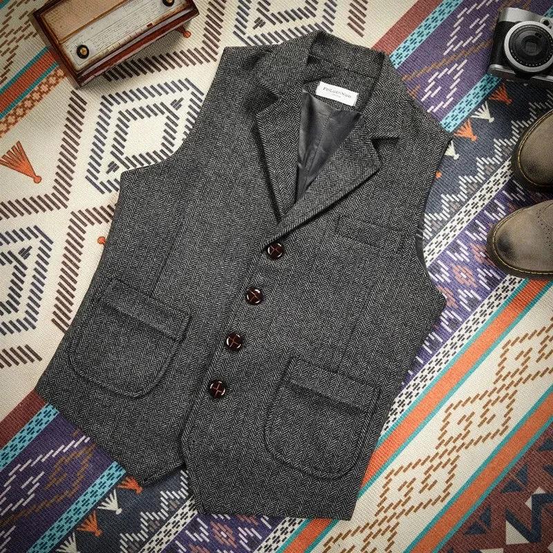 Hommes gilet bleu Royal Steampunk formel mâle ethnique chevrons laine Tweed Vintage pour mariage aff