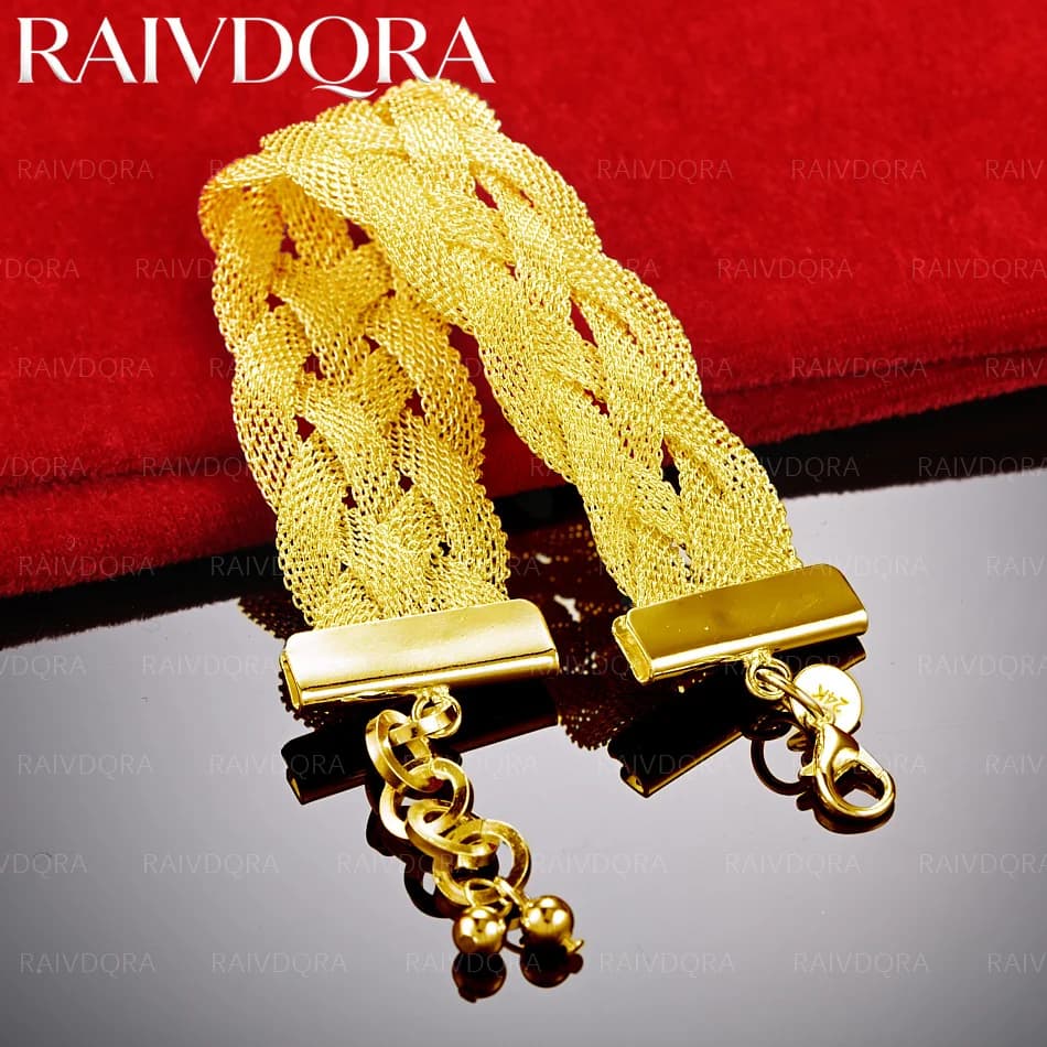 Bracelet chaîne tressée plaqué or 18 carats pour hommes et femmes, bijoux de mode, accessoires de fê
