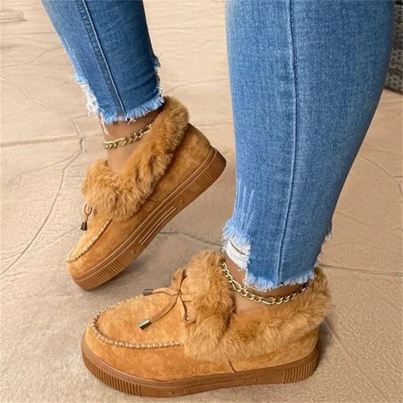Bottines pour femmes, chaussures chaudes en fourrure d'hiver, chaussures de maison d'intérieur et bo