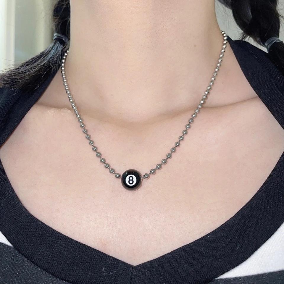 Mode européenne Hip Hop noir boule de billard pendentif collier Punk Rock cou chaînes tour de cou po