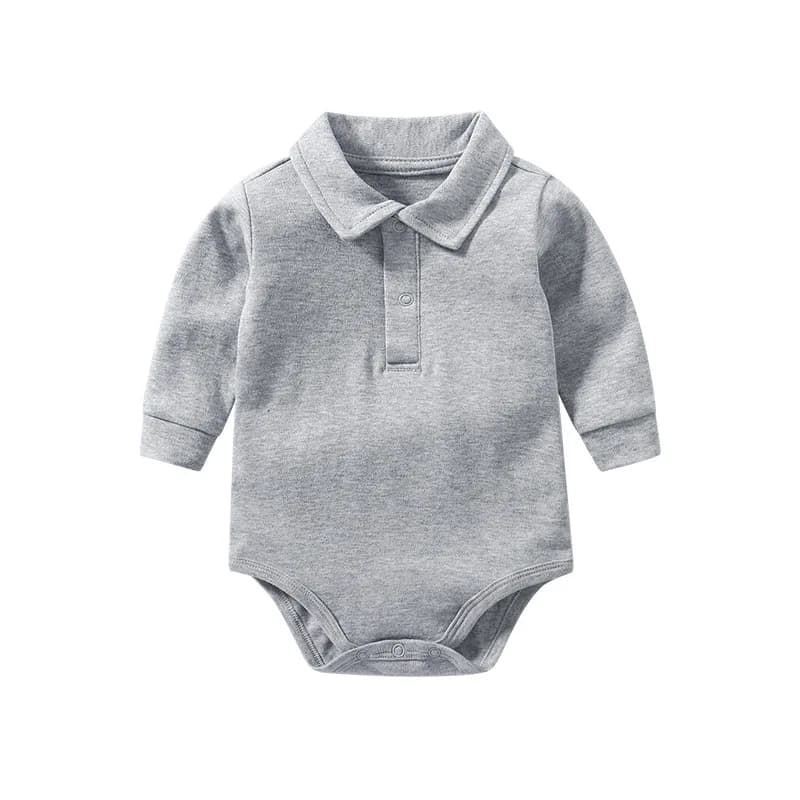 Combinaison bébé à col polo 100% coton à manches longues, couleur unie, combinaison pour bébé, print