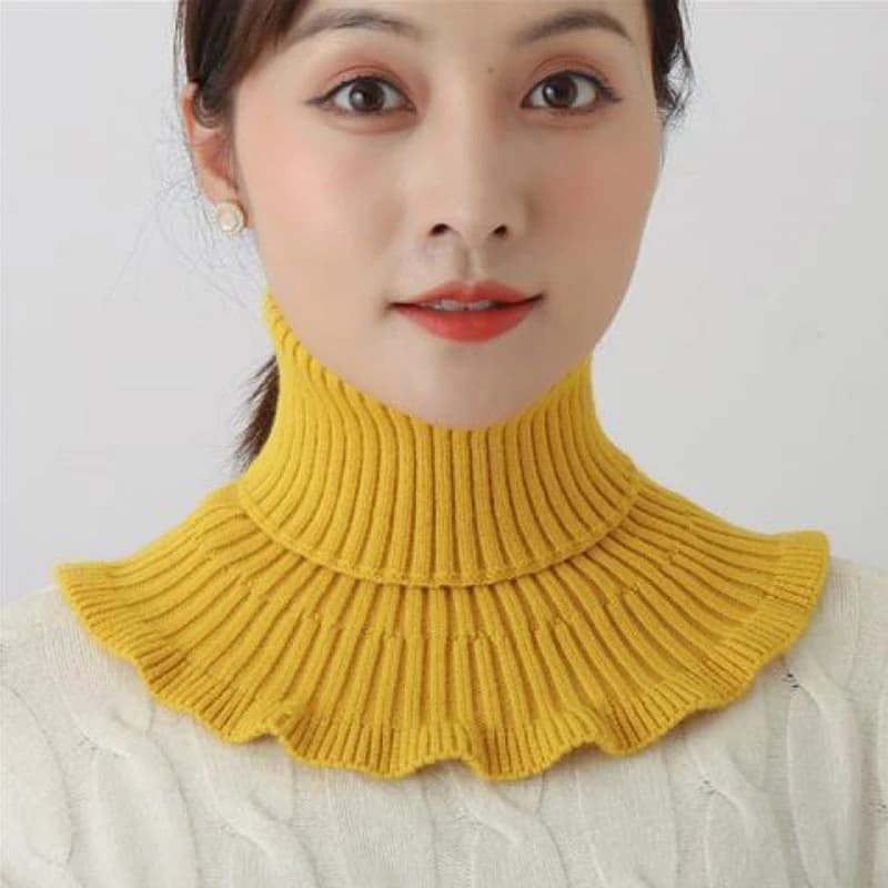 Faux col tricoté pour femmes, col roulé chaud, faux col tricoté, écharpe de cou à volants détachable