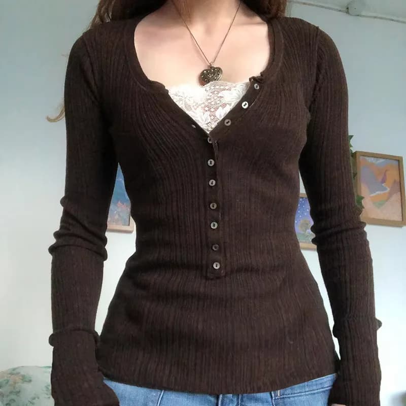 Pull tricoté Vintage à manches longues pour femmes, pull-over de demoiselle d'honneur, esthétique Gr