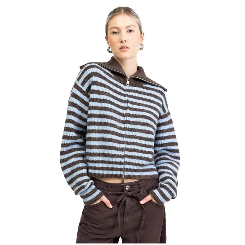 Pull court côtelé à fermeture éclair pour femme, haut court à manches longues, Chic, décontracté, so