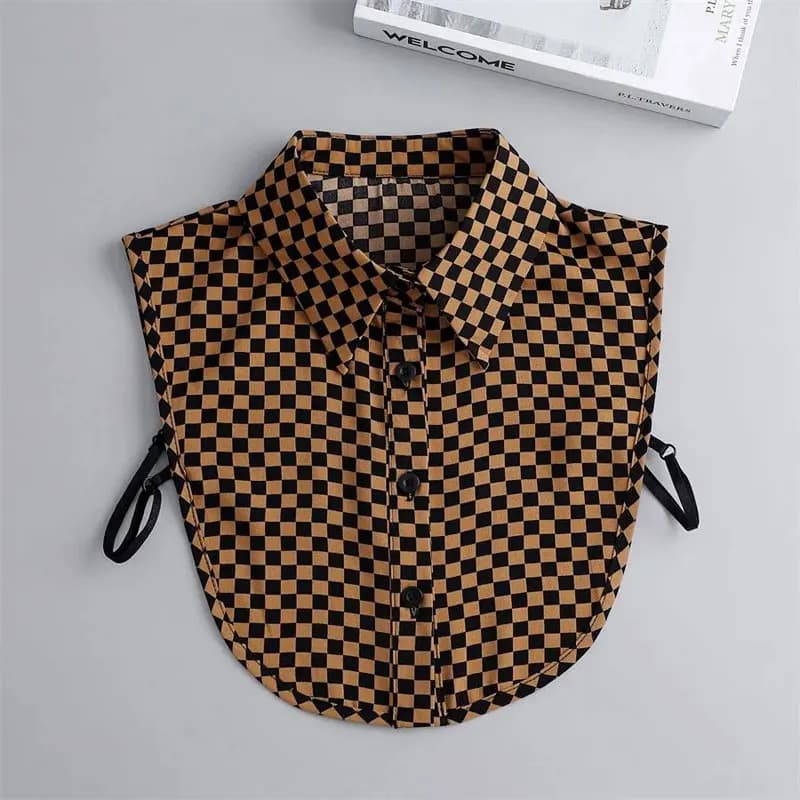 Demi-chemise détachable à faux col pour femmes, chemisier élégant à carreaux, Dickey pour femmes et 