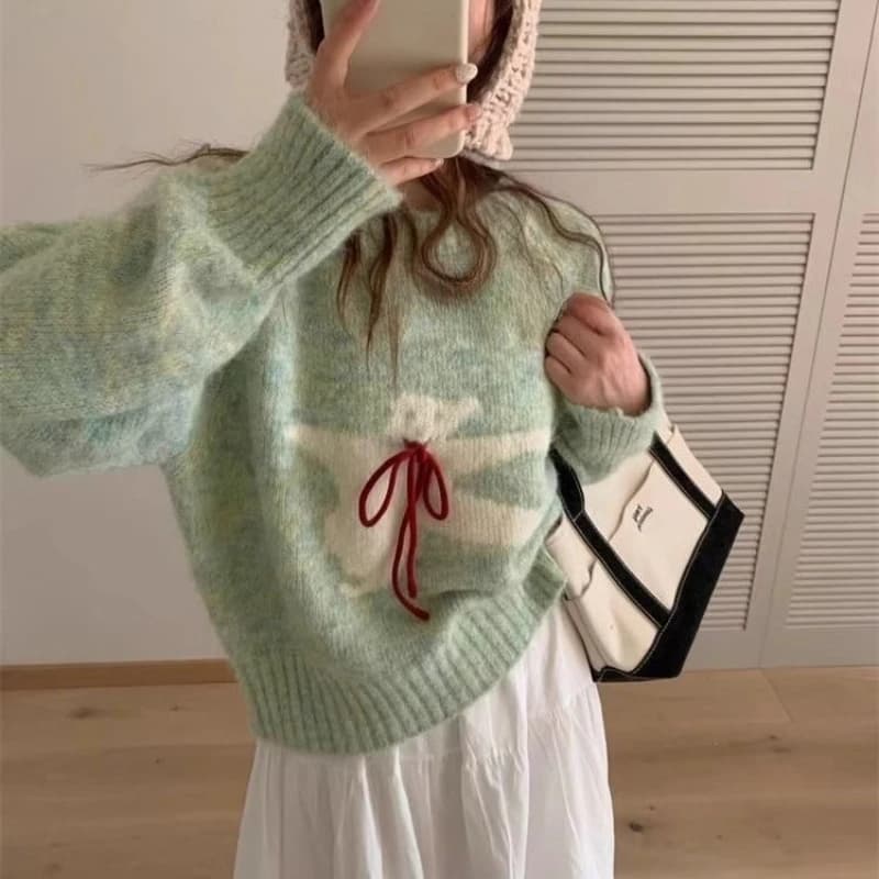 Kawaii femmes recadrée chandails doux Harajuku dessin animé tricoté pulls Style coréen mignon automn