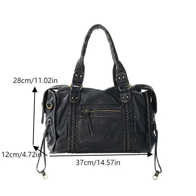 Grand fourre-tout de style punk en cuir souple, messager et sac à bandoulière polyvalent, superbe po