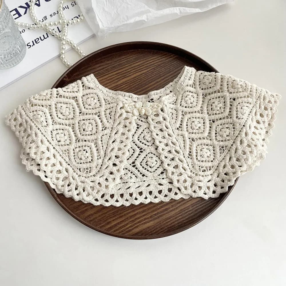 Col en dentelle vintage décoratif, faux col ajouré, châle enveloppant, cols de haut pour femmes, rev