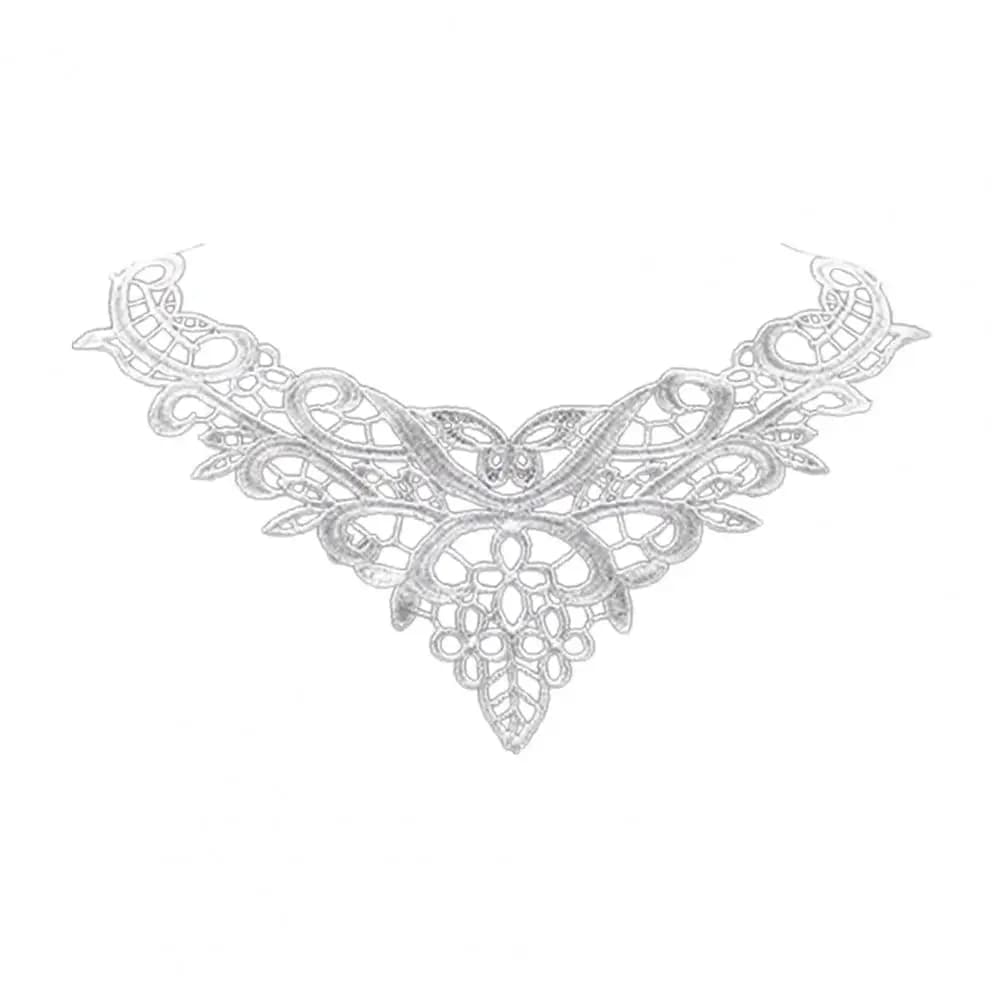 Col en Dentelle Brodée pour Femme, Col en V, Applique Papillon, Broderie, Encolure de la raq pour Ro