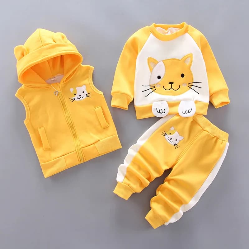 Ensemble de vêtements d'hiver en polaire pour bébé, pull à capuche épais en coton pour garçons et fi