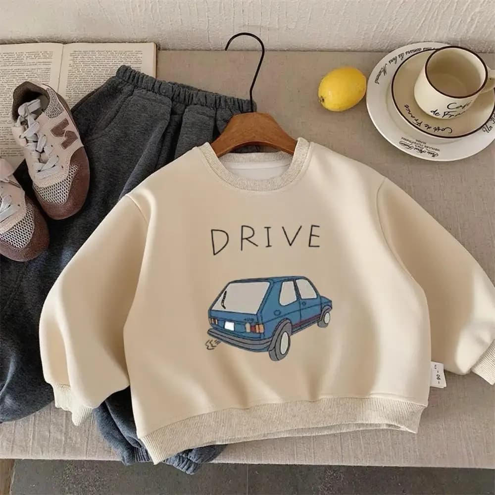 Sweat-shirt à manches longues pour voiture, vêtement de printemps/automne pour enfants, Simple, à la