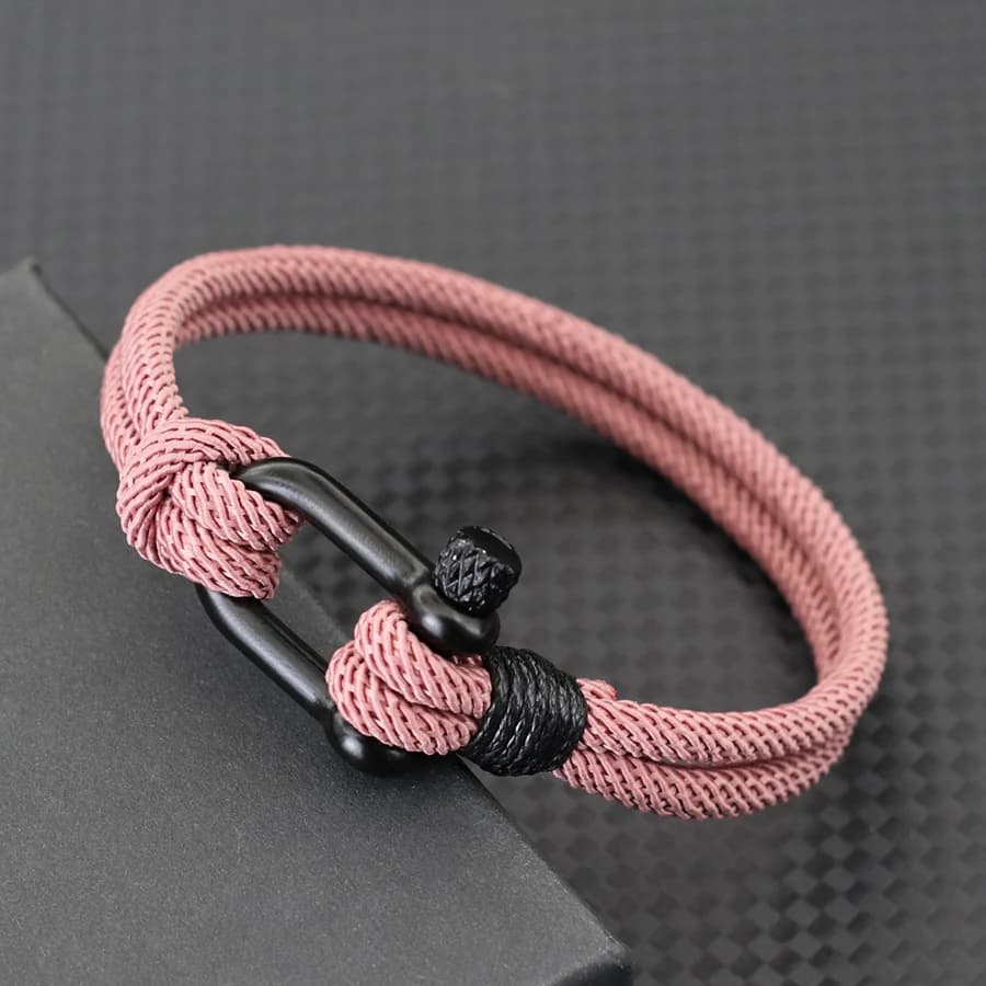 Bracelet en corde Double couche fait à la main pour hommes, cordon tressé Milan de 4mm, fermoir Vach